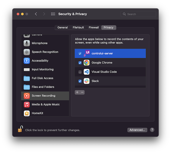 macOS Privacy settings